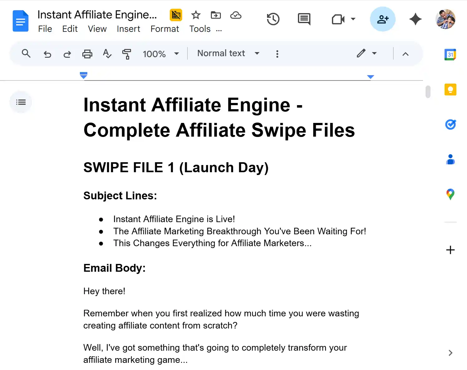 Complete Swipe Files Screenshot